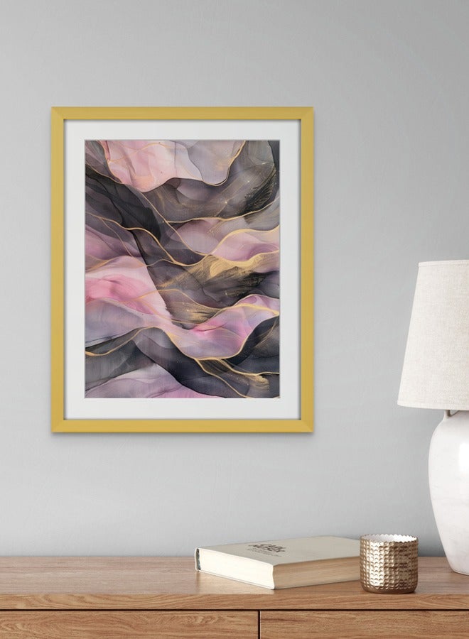 Art Decor Art Decor Pink and Grey Water Color Ink Style Abstract Art with Gold Accents Wall Art with Matboard Framed Fine Art Wall Décor for Living Room Bedroom Dining Room Office Gifting - Image 1
