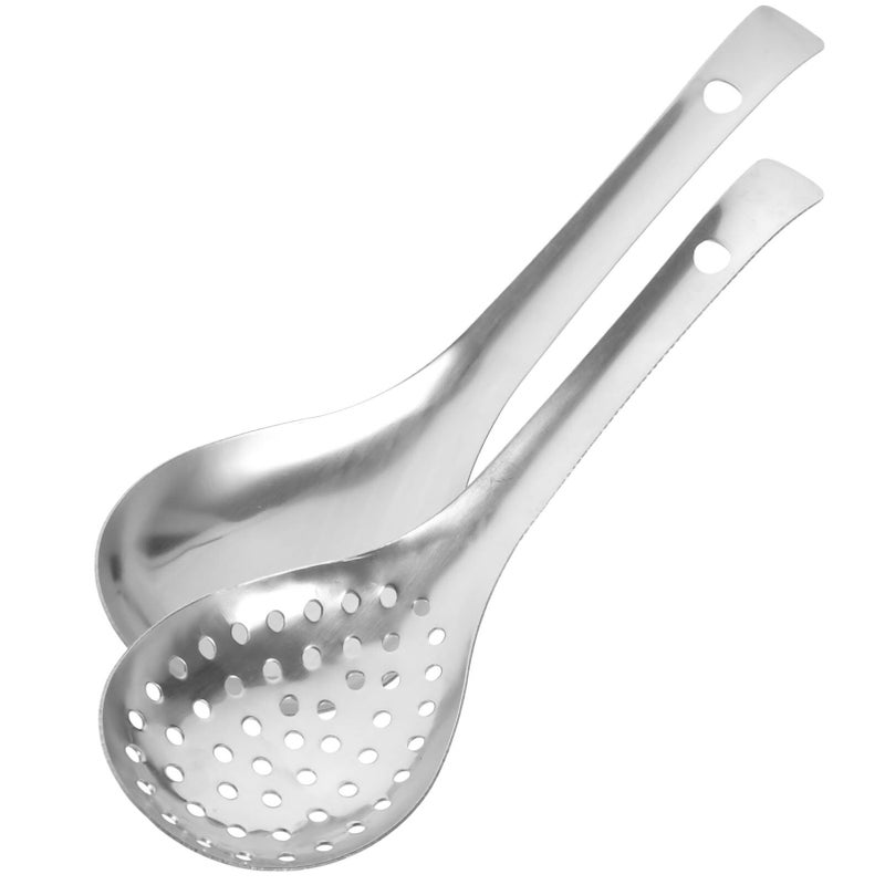 Stainless Steel Slotted Spoon Skimmer Kitchen Utensil Set For Cooking Draining Frying Mesh Colander Spider Ladle - Image 3