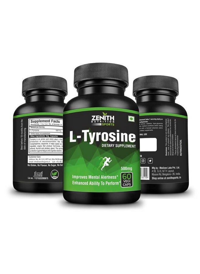 ZENITH NUTRITION - Zenith Sports L-Tyrosine 500mg - 60 Capsules | Improves Mental Health | Enhances Performance Ability | Improves Metabolism | Healthy Nervous System - Image 1