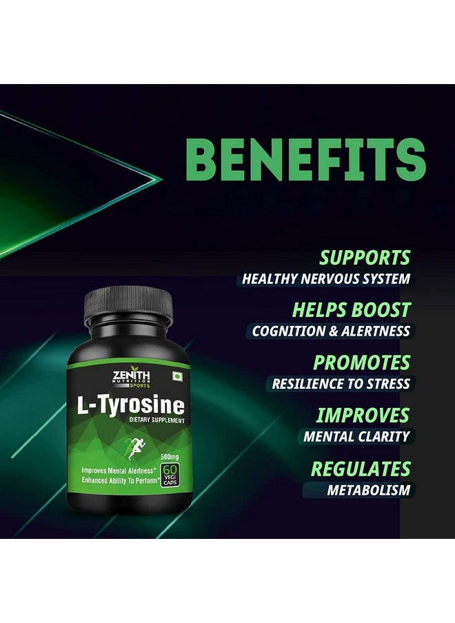 ZENITH NUTRITION - Zenith Sports L-Tyrosine 500mg - 60 Capsules | Improves Mental Health | Enhances Performance Ability | Improves Metabolism | Healthy Nervous System - Image 1
