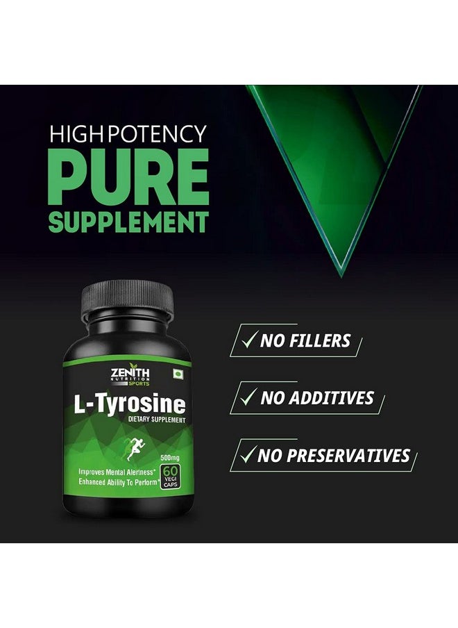 ZENITH NUTRITION - Zenith Sports L-Tyrosine 500mg - 60 Capsules | Improves Mental Health | Enhances Performance Ability | Improves Metabolism | Healthy Nervous System - Image 1