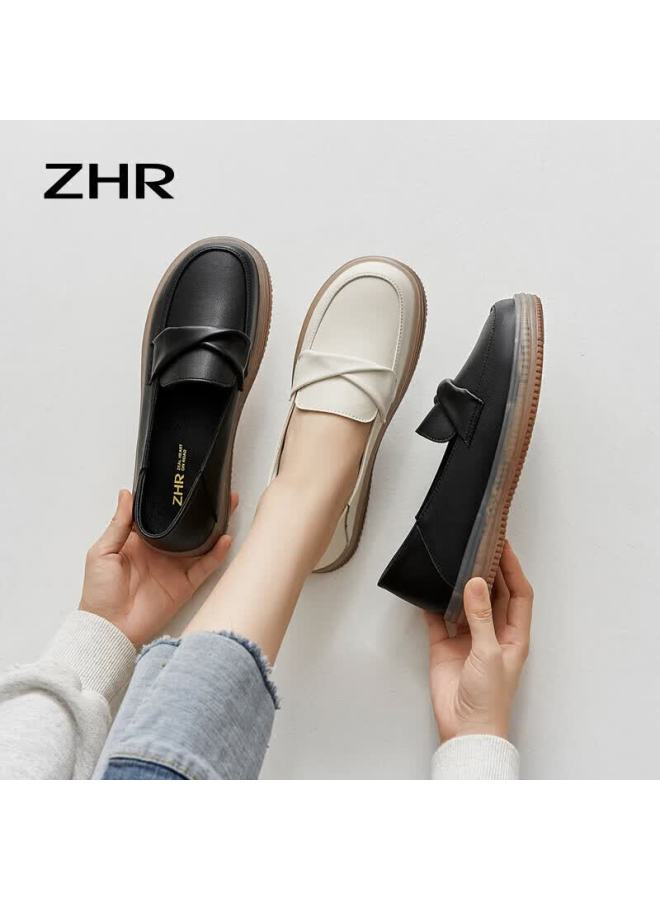 Zhr Women's Loafers, Genuine Leather, Comfortable, Soft, Two-way Wear, Casual Flats For Women, Bt17, Black, Size 39 - Image 3