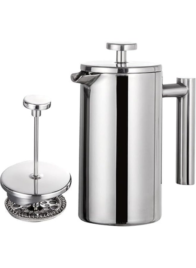 French Press Coffee Maker – Double Insulated Stainless Steel Coffee Press 350ml (3-Cup) with 3-Level Filtration System, Rust-Free & Dishwasher Safe, Espresso, Tea & Coffee Brewer (Set of 2) - Image 1