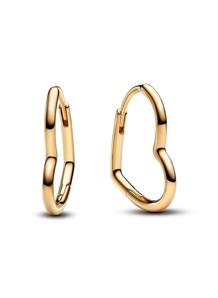 PANDORA Asymmetrical Heart Hoop Earrings - Image 1