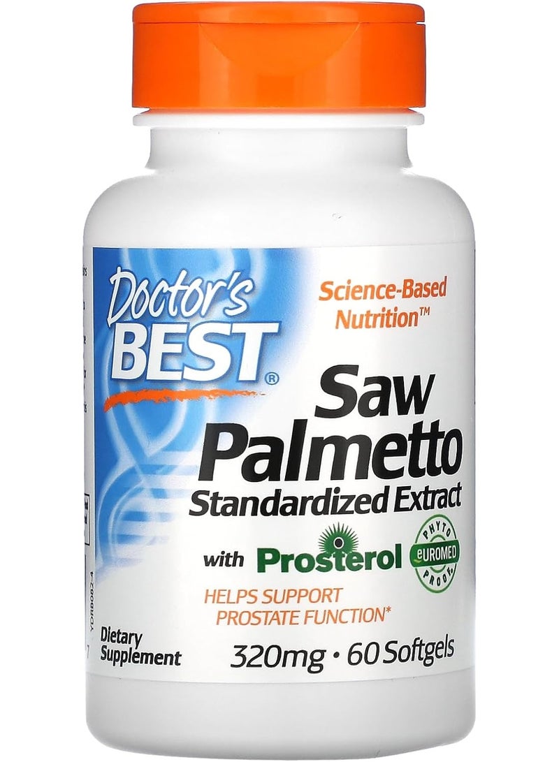Doctor's BEST Saw Palmetto 320 mg with Prosterol® – 60 Softgels | Non‑GMO, Gluten‑Free, Vegan | Prostate, Urinary & Hair Support - Image 1