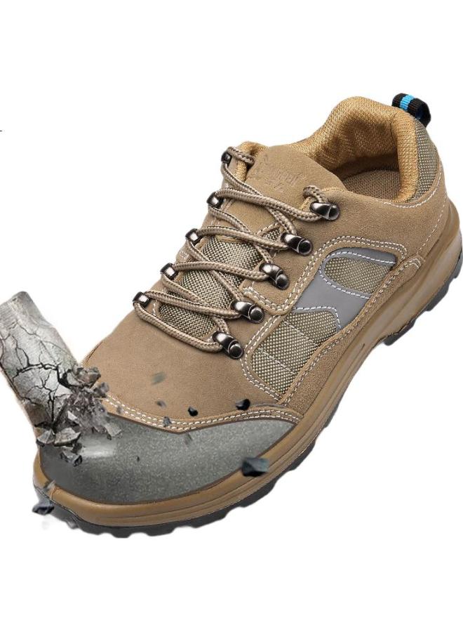 Strongman Men'S Safety Shoes Anti-Smashing Anti-Piercing Suede Leather Safety Work Shoes Zc6014 Sand 42 - Image 1