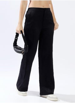 HIGH STAR Women Relaxed Loose Fit High-Rise Satin Trousers  - Image 2