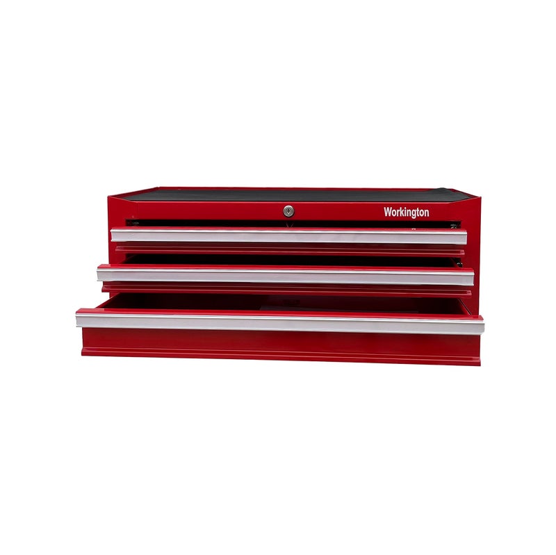 Workington Industrial 3 Drawers Portable Metal Intermediate Box, 26" Middle Tool Chest Cabinet with Ball Bearing Drawer Slides, Steel Tool Storage Box Organizer 4009 Red - Image 5