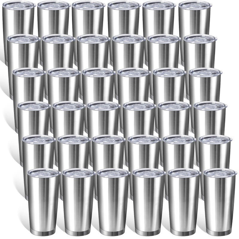 Sieral Sieral 36 Packs Stainless Steel Tumbler Bulk with Lid Vacuum Double Wall Insulated Travel Coffee Mug Powder Coated Tumbler Cup for Graduation Wedding Christmas Birthday PartySilver 20 oz 