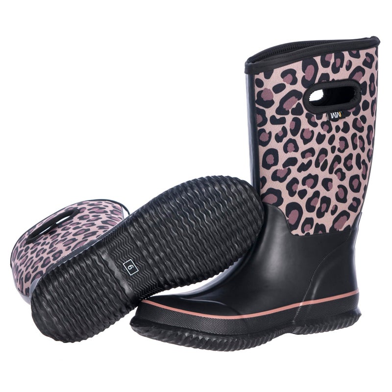 WTW Womens Mid Calf Rain Boots - Waterproof Insulated Neoprene Rubber Boots Mud Outdoor Hunting Garden Boots - Image 1