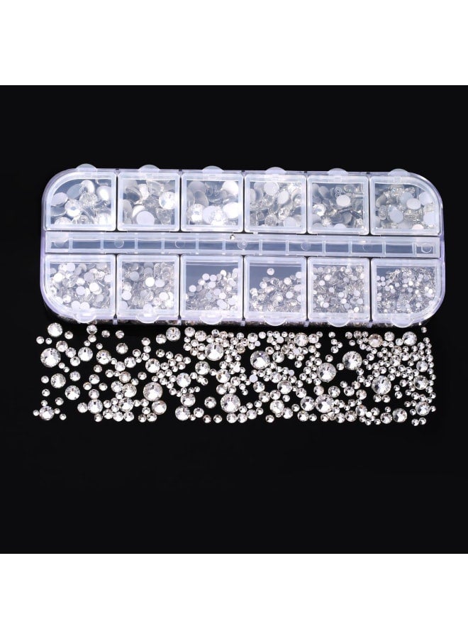 2000 Pieces Flat Back Gems Rhinestones 6 Sizes (1.5-6 Mm) Round Crystal Rhinestones with Pick up Tweezer and Rhinestones Picking Pen for Crafts Nail Clothes Shoes Bags DIY Art (Clear)  - Image 4