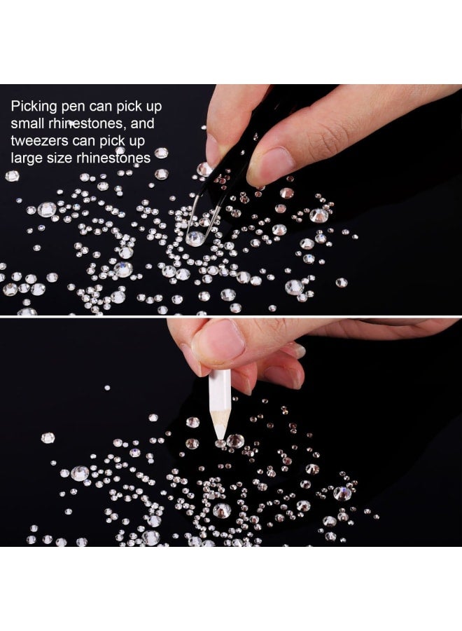 2000 Pieces Flat Back Gems Rhinestones 6 Sizes (1.5-6 Mm) Round Crystal Rhinestones with Pick up Tweezer and Rhinestones Picking Pen for Crafts Nail Clothes Shoes Bags DIY Art (Clear)  - Image 3