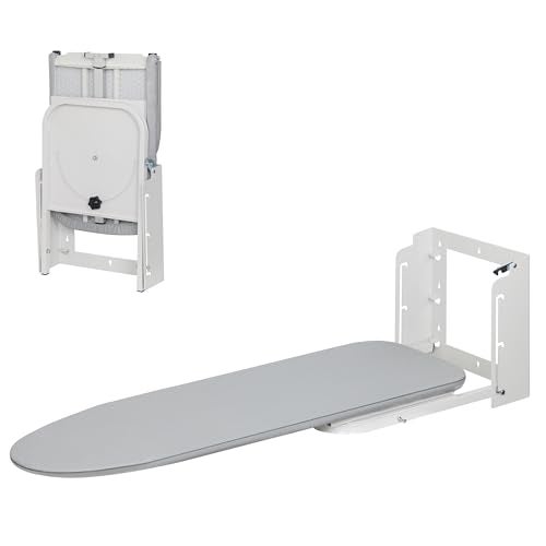 ZOES HOMEWARE Zoes Homeware Wall Mounted Ironing Board 180 Rotation SpaceSaving Fold Down 36 x 12 Silver 