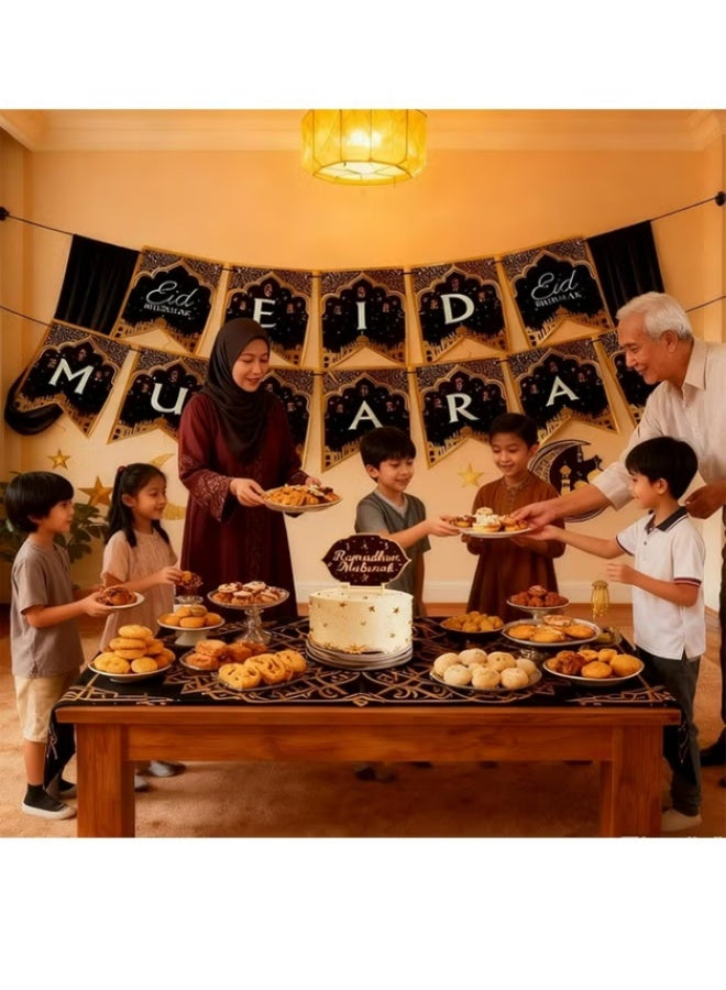 ٢٠ قطعة من لافتات عيد مبارك، زينة رمضان كريم، شرائط معلقة جاهزة مع هلال ونجوم، محراب، قبلة، جدار، مئذنة، ديكور احتفالي للمسلمين - Image 4