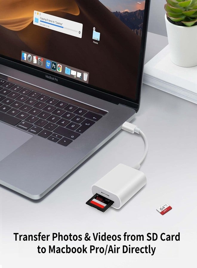 قارئ بطاقات SD من نوع USB-C، قارئ بطاقات ذاكرة من النوع C، عارض كاميرات المراقبة بفتحتين، محول USB-C إلى بطاقة SD لأجهزة iPhone 17/16/15، وiPad، وMacBook Pro/Air، وغيرها من الأجهزة من النوع C، سهل الاستخدام (التوصيل والتشغيل). - Image 3
