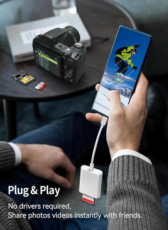 قارئ بطاقات SD من نوع USB-C، قارئ بطاقات ذاكرة من النوع C، عارض كاميرات المراقبة بفتحتين، محول USB-C إلى بطاقة SD لأجهزة iPhone 17/16/15، وiPad، وMacBook Pro/Air، وغيرها من الأجهزة من النوع C، سهل الاستخدام (التوصيل والتشغيل). - Image 5
