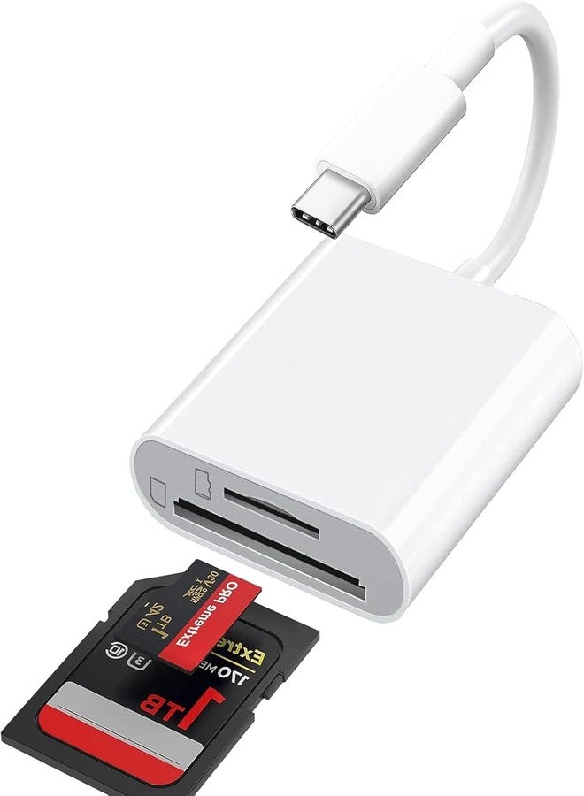 قارئ بطاقات SD من نوع USB-C، قارئ بطاقات ذاكرة من النوع C، عارض كاميرات المراقبة بفتحتين، محول USB-C إلى بطاقة SD لأجهزة iPhone 17/16/15، وiPad، وMacBook Pro/Air، وغيرها من الأجهزة من النوع C، سهل الاستخدام (التوصيل والتشغيل). - Image 1