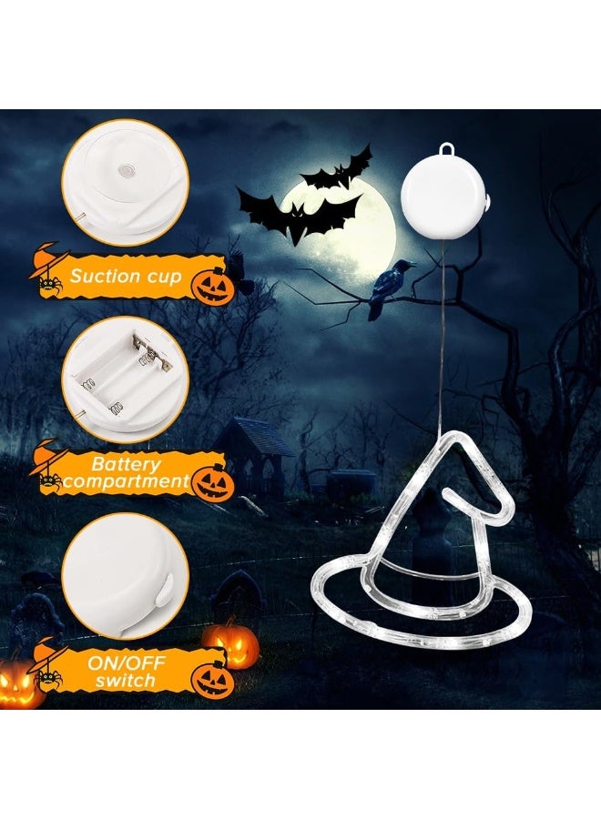 Yakiter Halloween Window Lights With Suction Cup, LED Battery Operated Witch Hats Lights for Party Home Wall Decorations - Image 3
