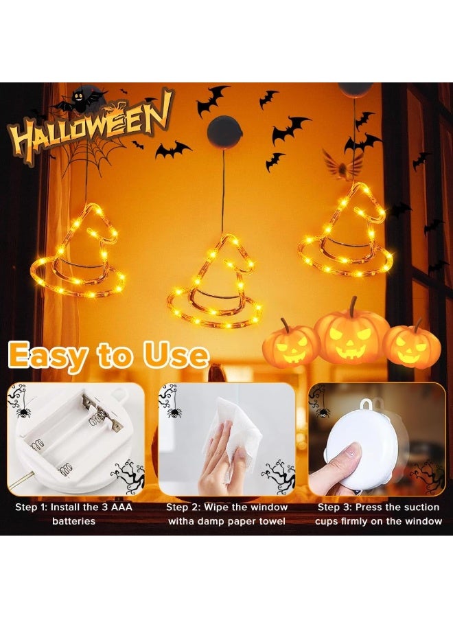 Yakiter Halloween Window Lights With Suction Cup, LED Battery Operated Witch Hats Lights for Party Home Wall Decorations - Image 2