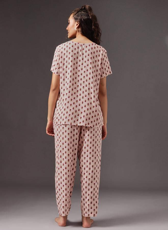 كلوفيا طقم بلوزة رضاعة بطبعة زهور وبنطال بيجاما - Image 5
