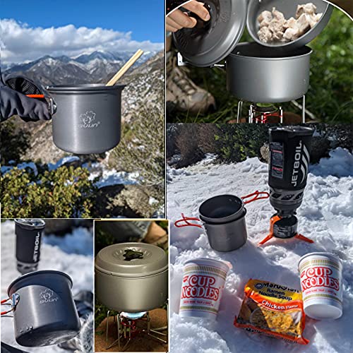Bulin Camping Cookware Mess Kit, Nonstick Backpacking Cooking Set, Outdoor Cook Gear for Family Hiking, Picnic, Black, 3PC - Image 2