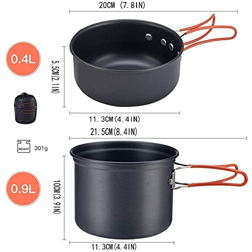 Bulin Camping Cookware Mess Kit, Nonstick Backpacking Cooking Set, Outdoor Cook Gear for Family Hiking, Picnic, Black, 3PC - Image 4