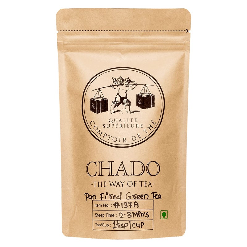 Chado Tea Pan Fired Green Tea (2.5*15=37.5 g Pyramid Tea Bags) |Makes 45 cups |3 Infused |Fresh Green Tea - Image 4