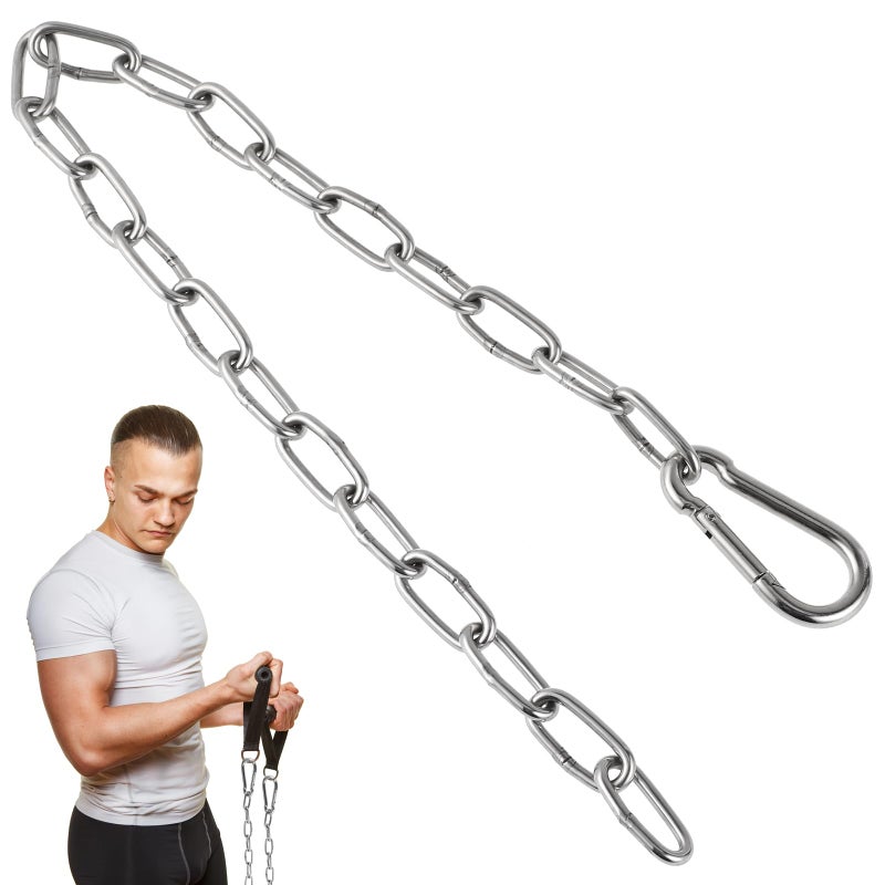 Veemoon Gym Cable Extension Chain Silver Iron Metal 236 Inch Heavy Duty Extender Triceps Pulley Machine Home Workout Weight Lifting Punching Bag - Image 2