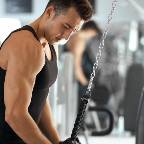Veemoon Gym Cable Extension Chain Silver Iron Metal 236 Inch Heavy Duty Extender Triceps Pulley Machine Home Workout Weight Lifting Punching Bag - Image 3