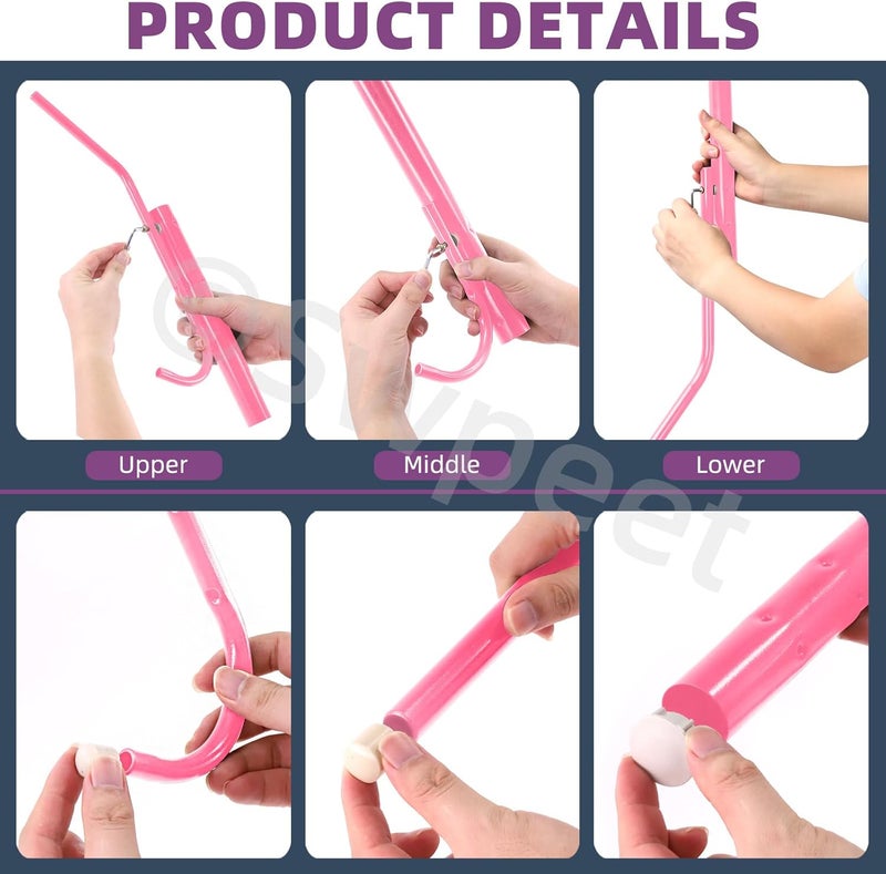 Swpeet 1 Pack 68'' Coat Rack, Freestanding Hat Rack, Clothing Rack, Metal Coat Tree Stand Kit Contains 11 Hook 2 Tube 22 Pipe Sleeve 22 Screw 22 Gasket 1 Pipe Plug 1 Hex Wrench for Jacket, Bag, Pink - Image 3