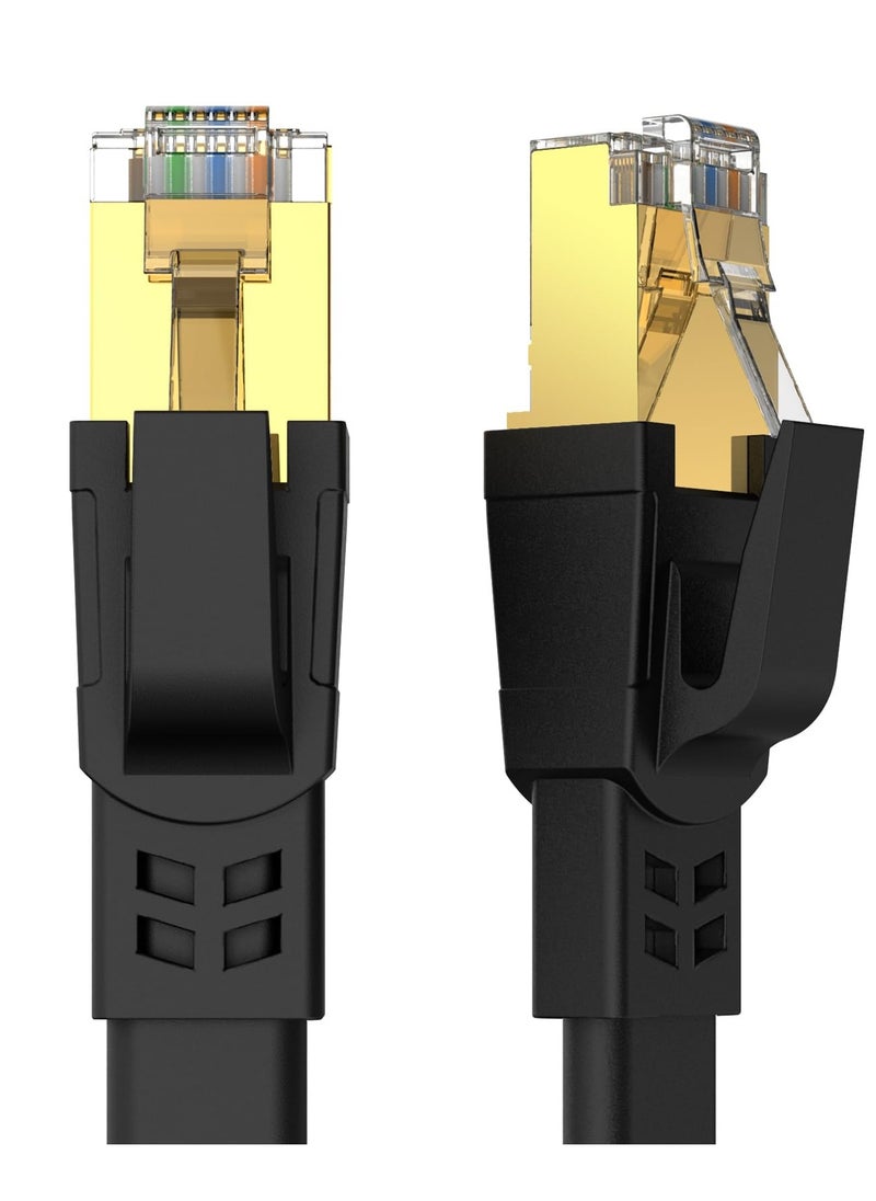 Anmi - 2m CAT8 Ethernet Cable, High Speed Heavy Duty Cat8 LAN Network Cable 40Gbps, 2000Mhz with Gold Plated RJ45 Connector for Modem, Router, Switch, Gaming, Xbox Black - Image 1