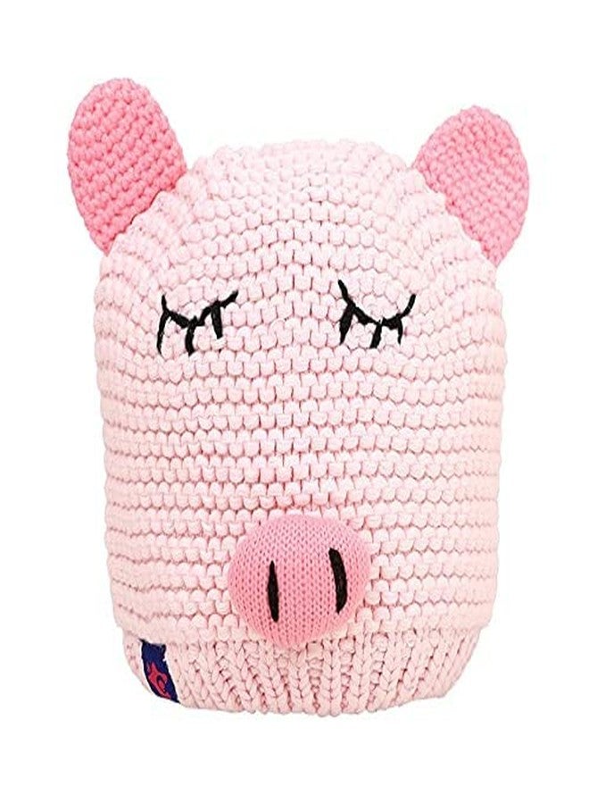 V3E قبعة شتوية دافئة للأطفال من V3E، بنين وبنات، بتصميم خنزير كرتوني (وردي) - Image 1