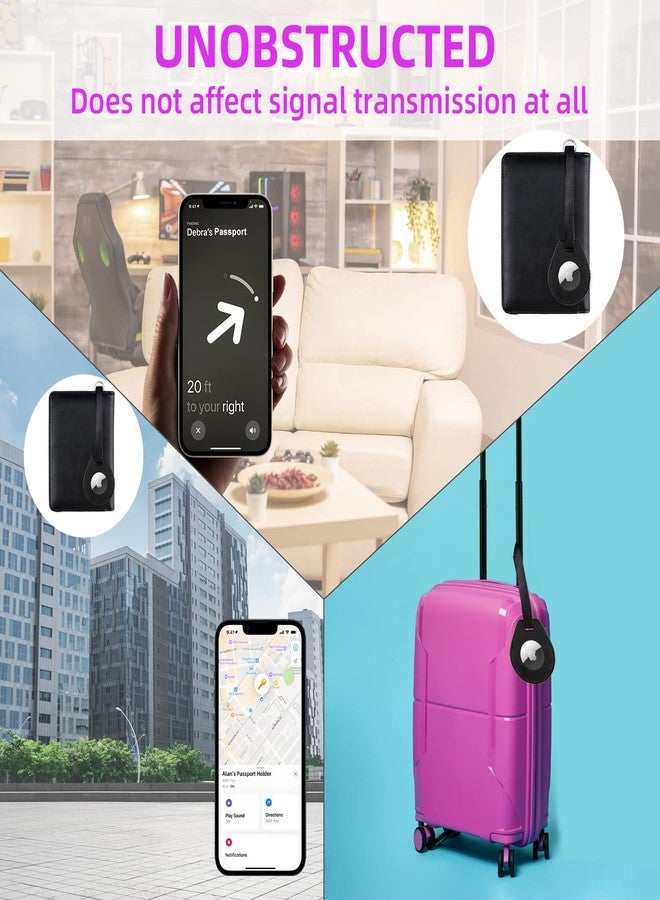 وول نيو حامل جواز سفر WALNEW AirTag، محفظة AirTag من الجلد الصناعي، غطاء جواز سفر مانع لتقنية RFID، حافظة أساسية للسفر للنساء والرجال (أسود) - Image 5