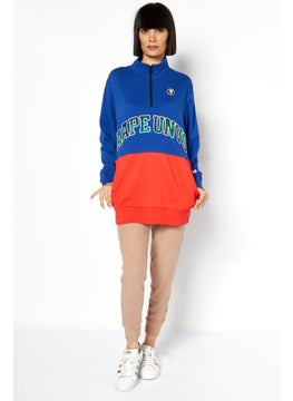 Women Mock Neck Graphic Print Long Sleeves Sweatshirt, Blue - pzsku/Z245A8AC2444B98A21B25Z/45/_/1724351046/7b50ee87-bede-4312-9d61-6d16a6b0fe50