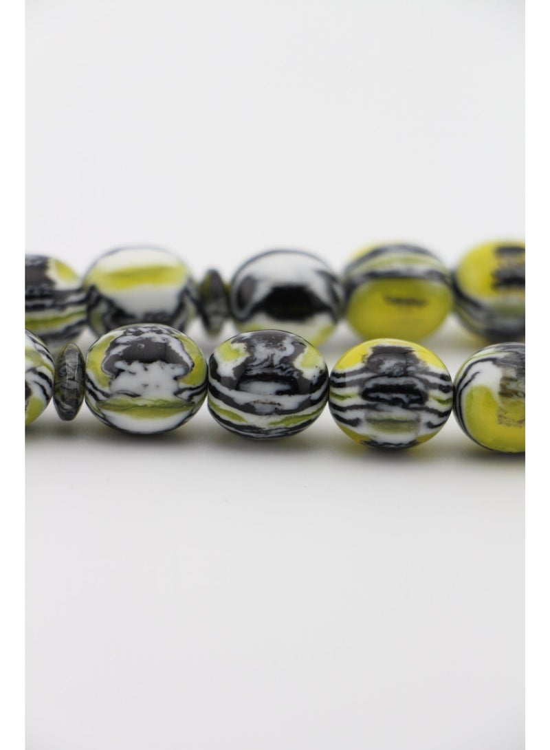 Kamins Collection Striped Amber Green / Black Tasbih - Image 4