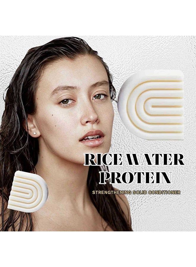 YILEST Rice Water Protein Solid Shampoo and Conditioner Set for Hair Growth – Strengthening Hair Care Duo w/Rice Protein & Vitamins for Damage Repair – Paraben, Sulfate & Silicone Free (91g + 77g) - Image 3
