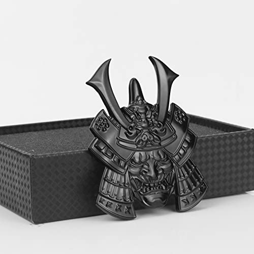 Fsforcar Samurai Metal Car Sticker, Japanese Style Hannya Decal, Demon with Helmet Emblem, Devil Death Skull Zinc Alloy Skull Cool Badge for Automotive, Truck, Motorcycle (Type B - Black) - Image 4
