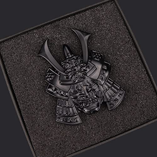 Fsforcar Samurai Metal Car Sticker, Japanese Style Hannya Decal, Demon with Helmet Emblem, Devil Death Skull Zinc Alloy Skull Cool Badge for Automotive, Truck, Motorcycle (Type B - Black) - Image 2
