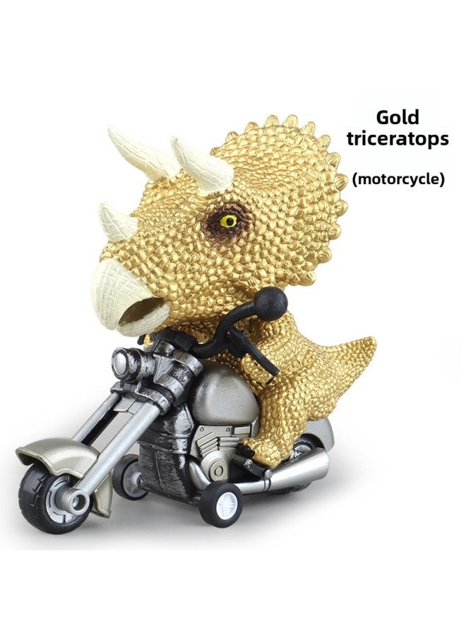 ألعاب الأطفال 19 نموذج دراجة نارية محاكاة دراجة نارية بالقصور الذاتي مرسومة يدويًا على شكل ديناصور حيواني - اللون: نسخة ذهبية في حقيبة ترايسيراتوبس (قاطرة دراجة نارية) - Image 1