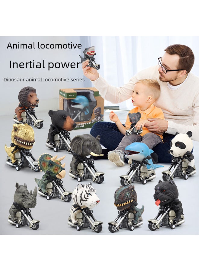 ألعاب الأطفال 19 نموذج دراجة نارية محاكاة دراجة نارية بالقصور الذاتي مرسومة يدويًا على شكل ديناصور حيواني - اللون: نسخة ذهبية في حقيبة ترايسيراتوبس (قاطرة دراجة نارية) - Image 2