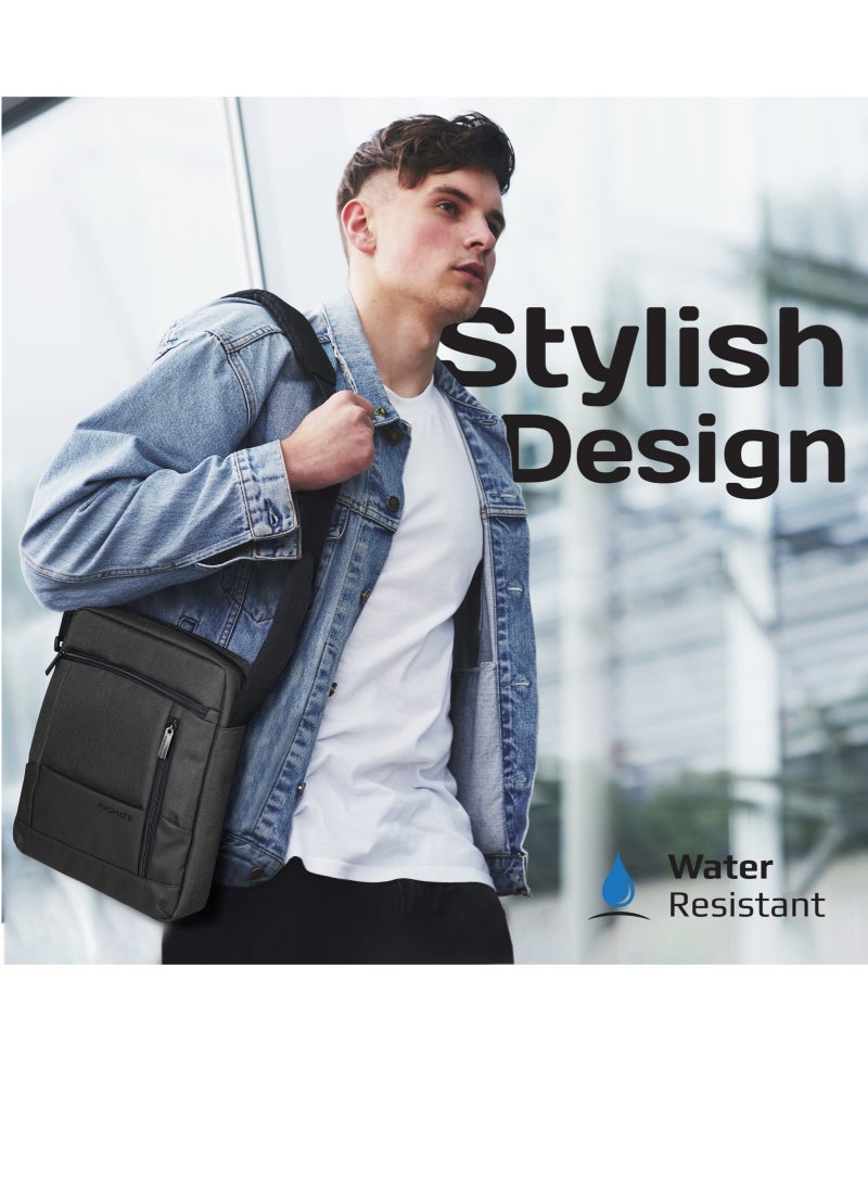 PROMATE Hand Bag, Premium Lightweight Shoulder Bag with Accessible Front Pocket, Water-Resistance, Compatible with 13-inch Tablets, Laptops, Satchel-HB.Black - Image 2