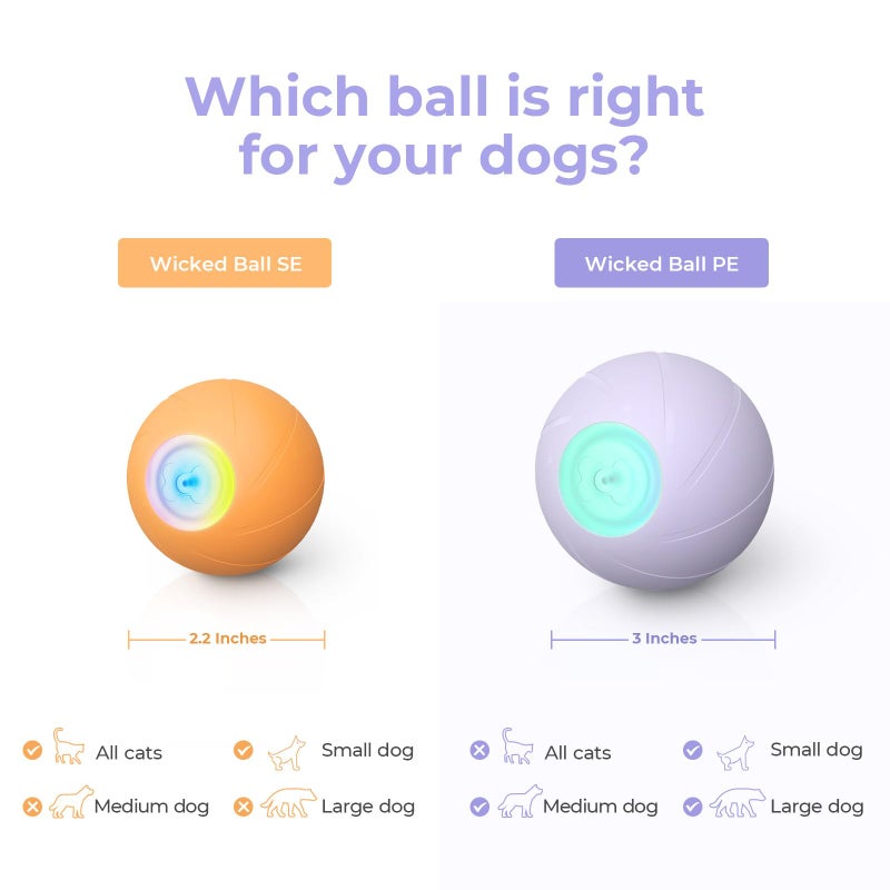 Cheerble [3 Interactive Modes] Cheerble Intelligent Dog Toy Ball with LED Lights, Wicked PE, Made of Natural Rubber, Jumping Activation for Medium/Large Birthday Gift, DC Rechargeable Purple - Image 5