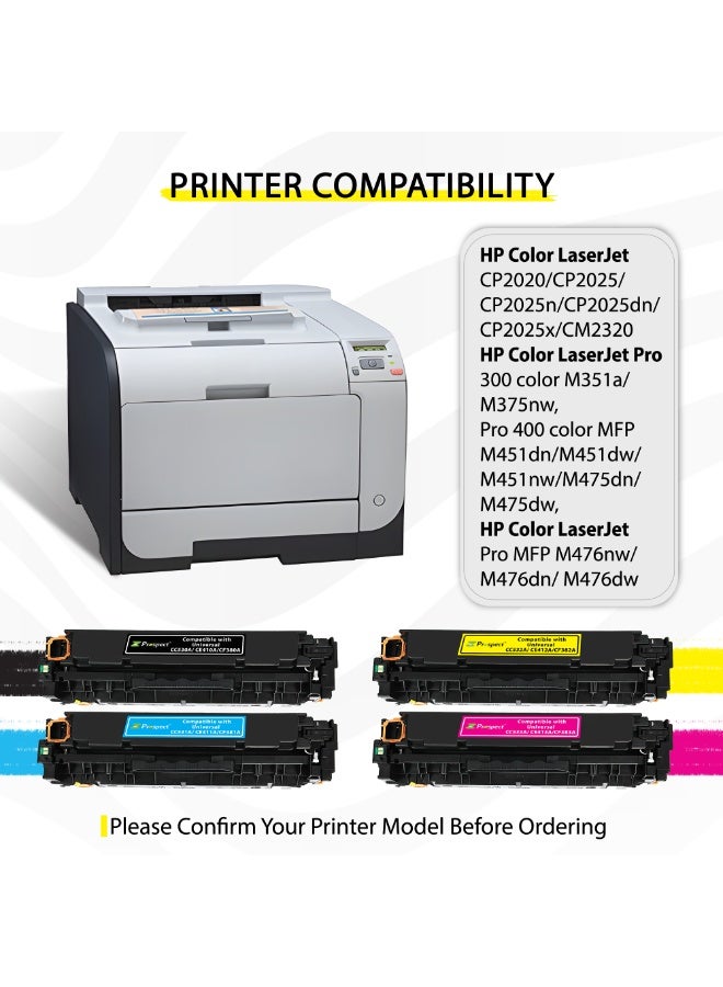 Prospect Toner 304A 305A 312A CC530A CC531A CC532A CC533A Compatible Cartridges Set with HP Color LaserJet Pro MFP M476nw M476dn M476dw Pro 400 Color ( Black Cyan Yellow Magenta 4-Pack ) - Image 3