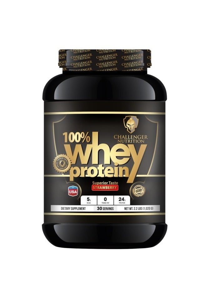 CHALLENGER NUTRITION 100% Whey Protein, Strawberry, 1,020 G 