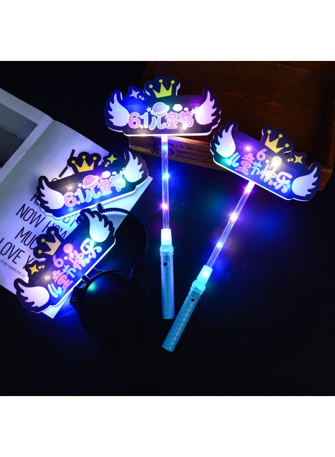 Evening Party Performance Decoration, Photo Props, Graduation Season Happy Glowing Headband, Hair Hoop, Fluorescent Stick 