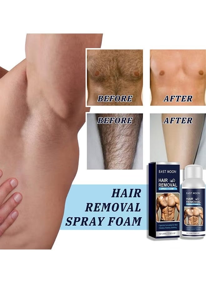 East Moon - Hair Removal Spray Foam For Men, No Irritation Hair Removal Cream, Safe Hair Depilatory For Male Underarm, Chest, Back, Legs, Natural Ingredient Hair Removal Spray Foam For Men 100ML - Image 1