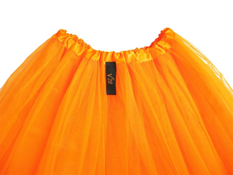 v28 Women's, Teen, Adult Classic Elastic 3, 4, 5 Layered Tulle Tutu Skirt (One Size, 3Layer-Orange) - Image 4