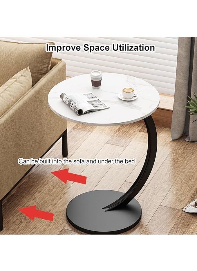 RELEMTRA RELEMTRA Tea Table for Living Room Couch Side Table Round End Table Marble Sofa Table Accent Side Table with Metal Frame Nightstand Tall Coffee Table for Living Room Bedroom  - Image 3
