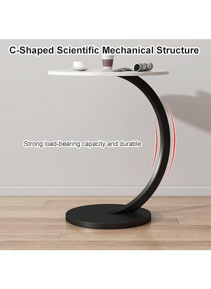 RELEMTRA RELEMTRA Tea Table for Living Room Couch Side Table Round End Table Marble Sofa Table Accent Side Table with Metal Frame Nightstand Tall Coffee Table for Living Room Bedroom  - Image 5