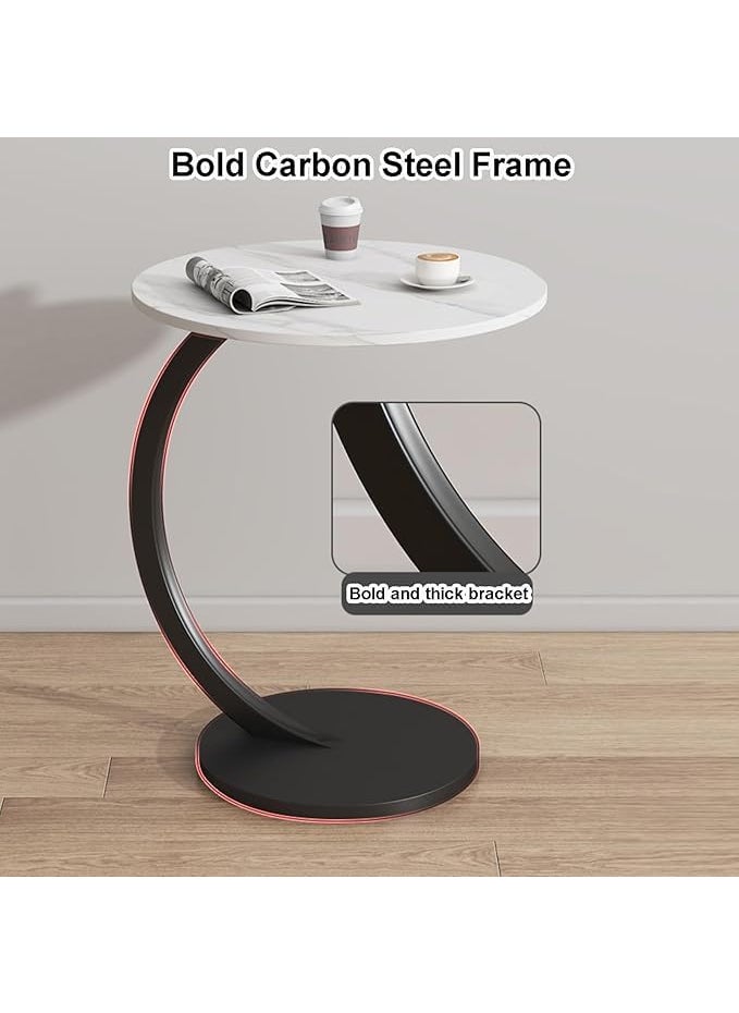 RELEMTRA RELEMTRA Tea Table for Living Room Couch Side Table Round End Table Marble Sofa Table Accent Side Table with Metal Frame Nightstand Tall Coffee Table for Living Room Bedroom  - Image 4